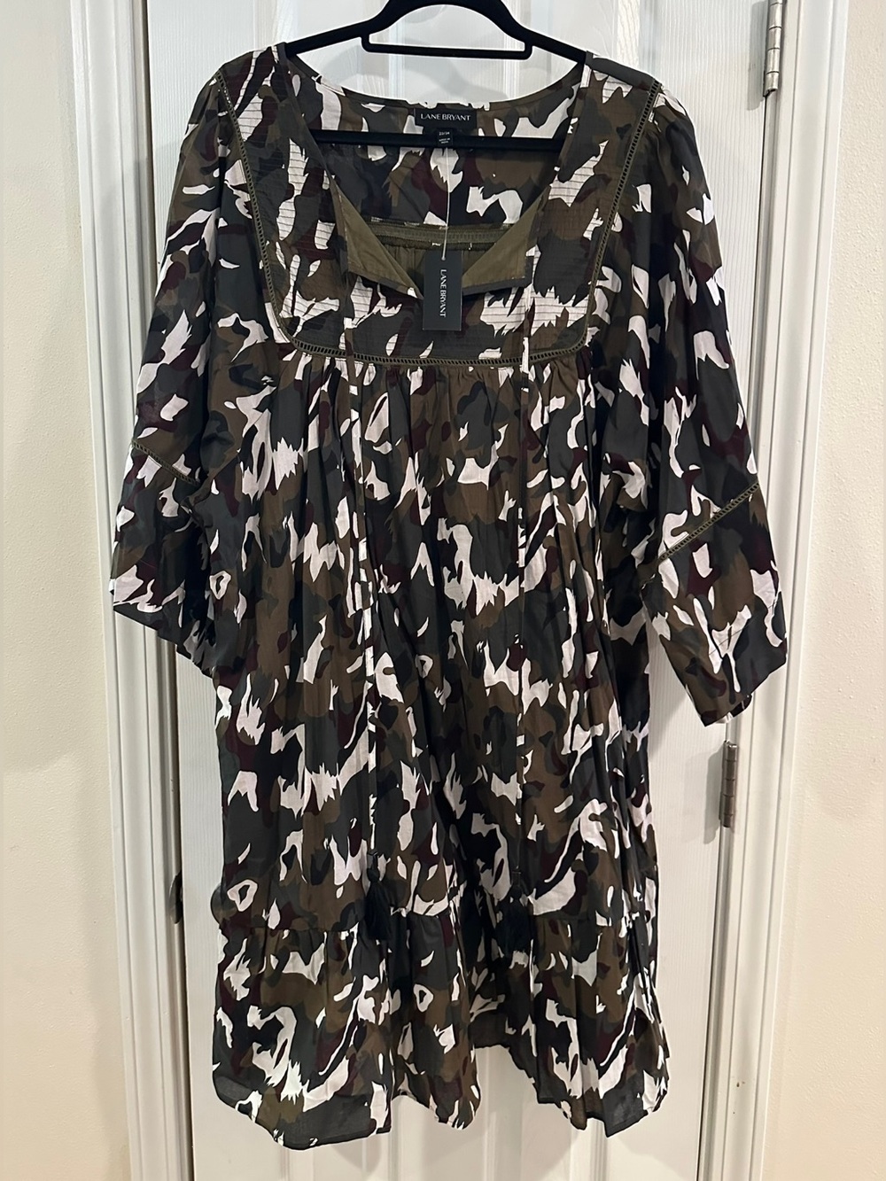 Lane Bryant Olive & Burgundy Camo Smock Dress Women’s 22/24